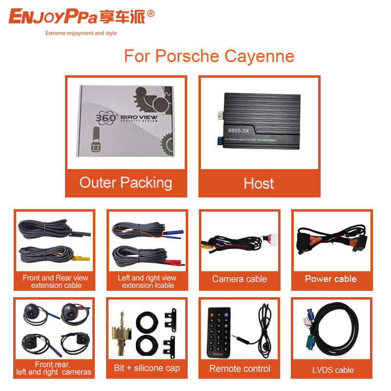 Système de caméra à écran LCD 360 pour Porsche Cayenne