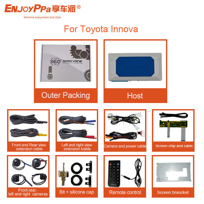 Enregistrement en boucle 360 Systèmes de caméra de sécurité automobile pour Toyota Innova