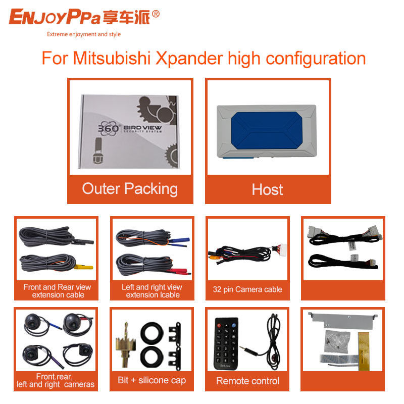 Système de sécurité de caméra de voiture 12V 360 pour Mitsubishi Xpander 9 pouces