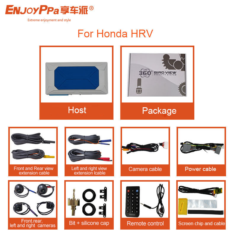 Système de caméra de voiture à écran tactile à 360 degrés pour Honda HRV 4 Way Driving Recorder