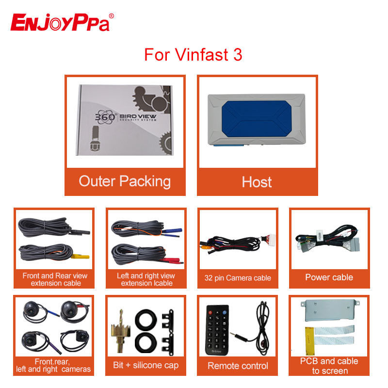 Système de caméra de voiture 360 pour Vinfast 3 avec DVR d'enregistrement 4 voies