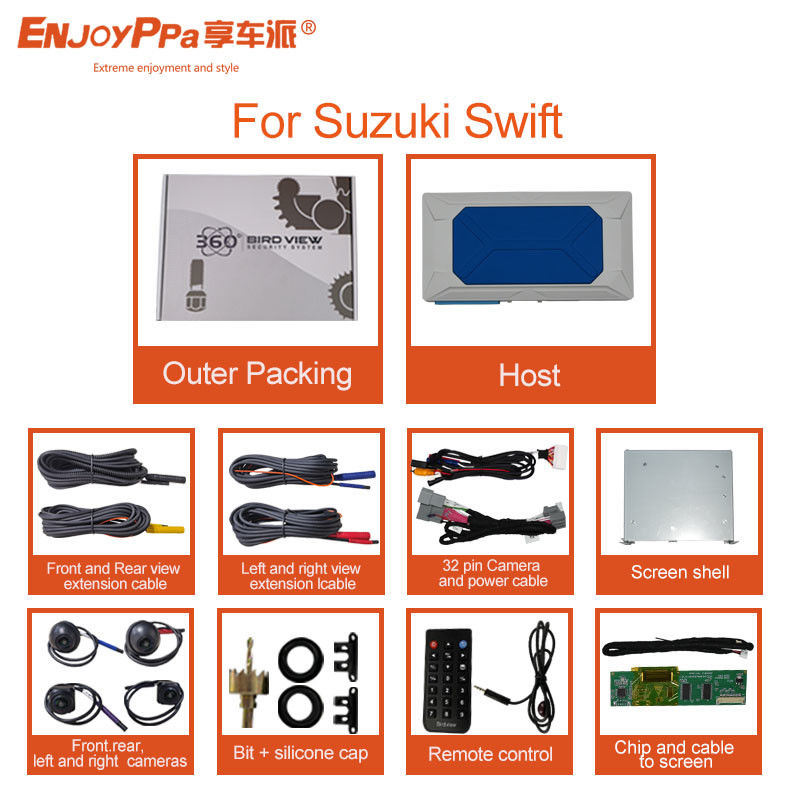 Système de caméra de voiture imperméable à l'eau à 360 degrés avec enregistrement en boucle pour Suzuki Swift