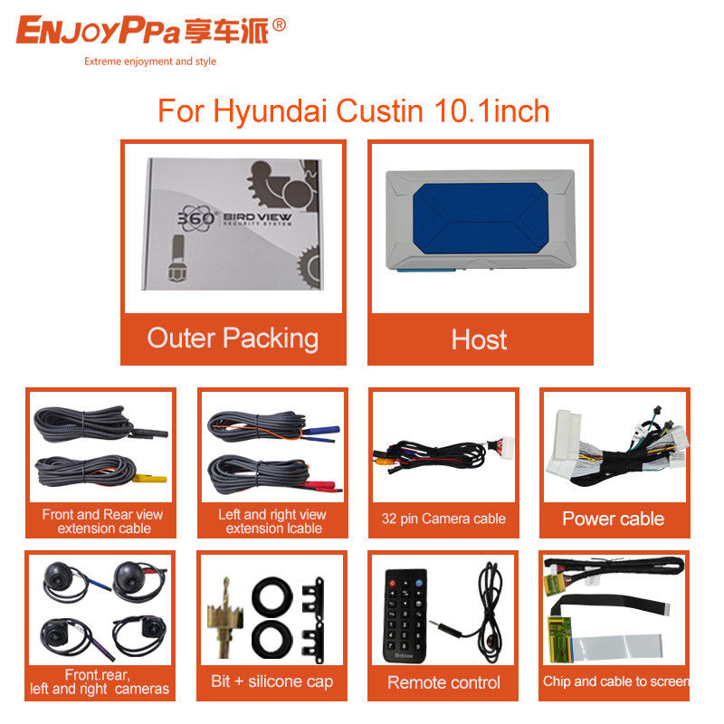Enregistrement en boucle de 360 vues environnantes Caméra de voiture pour Hyundai Custin Vision nocturne et Plug And Play Installation