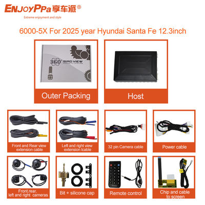 Résolution 1080P 360 Système de caméra de voiture Enregistrement vidéo en boucle Pour Hyundai Santafe 12,3 pouces